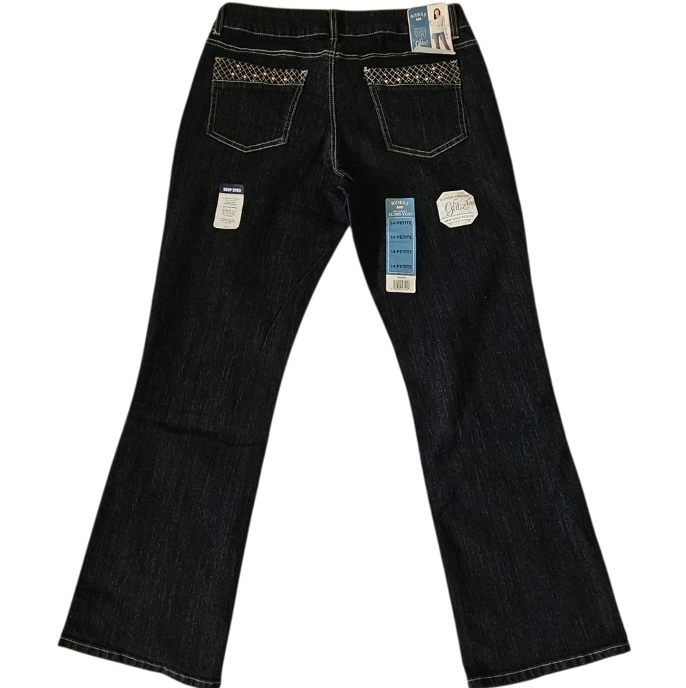Riders by Lee Women's Mid Rise Bootcut Jeans Slender Stretch 14P Dark Wash NEW